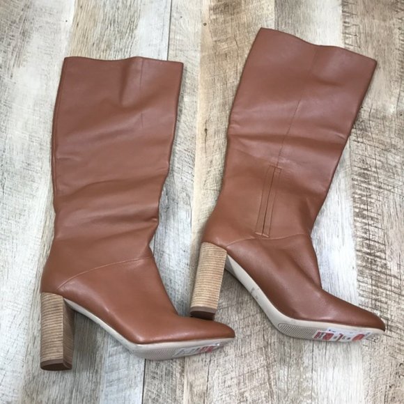 Cole Haan Shoes - Cole Haan Glenda Stacked Heel Leather Knee Boots